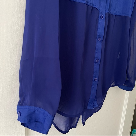 Free People Sheer Button Down High Low Top - Picture 5 of 7